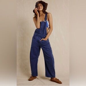 We The Free Good Luck Barrel Overalls Hague Blue L NWT